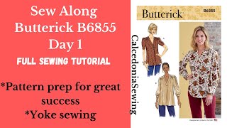 Sew with me! Butterick #B6855 full #sewingtutorial DAY 1