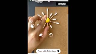 How to make a vase of flower from paperart and cotton bud?