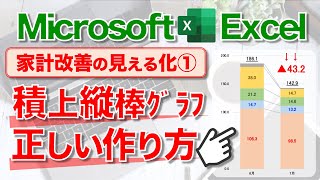 【Excel講座】｢積上縦棒グラフ｣の作り方 ~家計の固定費削減効果をグラフ化①~