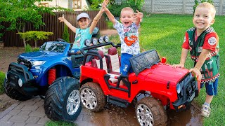 Melissa and Arthur have fun with toy cars - Funny videos for kids