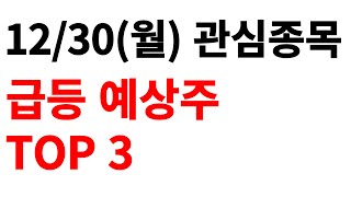 [급등주] 12/30(월) 관심종목 급등 상한가 예상주