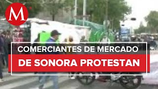 Protestan comerciantes frente al mercado de Sonora por malas condiciones