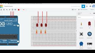 การต่อวงจรไฟกระพริบด้วย tinkercad LED ดวง