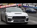 2024 Ford Mustang vs 2024 Tesla Model Y & GMC Truck Drag Racing @ Island dragway