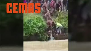 orang awam dan Bomba selamatkan lelaki jatuh sungai Gombak