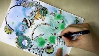 Watercolor Zentangle Art for Beginners | Calming Art | Zentangle Art | Doodle Art