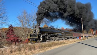 Reading \u0026 Northern T-1 2102 Steam Train Rolling Coal w/ Fall Foliage Excursion (October 29, 2022)