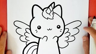 HOW TO DRAW A CUTE UNICORN CAT
