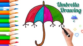 How to draw Umbrella 🏖️ drawing  ☔| Let's draw umbrella drawing for kids 😍. 2 minutes drawing ideas💡