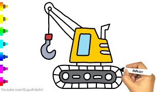 Crane machine Drawing | How to Draw JCB Crane easy