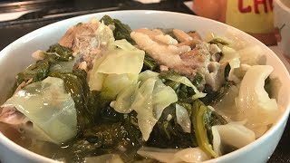 OLD SCHOOL TURNIP GREENS 🥬 AND CABBAGE 🥬 with pig tails and hog jowls (HAPPY NEW YEARS)