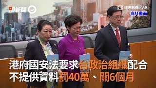 港府國安法要求台政治組織配合　不提供資料罰40萬、關6個月