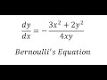 Calculus Help: Bernoulli's  Equation - Differential Equations - dy/dx=-(3x^2+2y^2)/4xy - Techniques