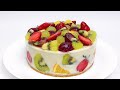 Cheese fruit pudding for birthday cake without oven, without steamer