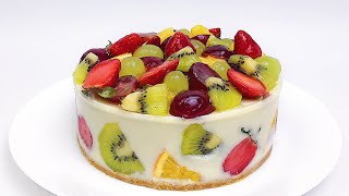 Cheese fruit pudding for birthday cake without oven, without steamer