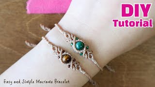 DIY 그린 호안석 심플한 마크라메 매듭 팔찌 ❤️Green Tigereye Stone❤️ Simple and easy macrame knot bracelet