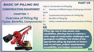 PILLING RIG I Overview of different types of piling rigs I Components and systems of a Pilling Rig