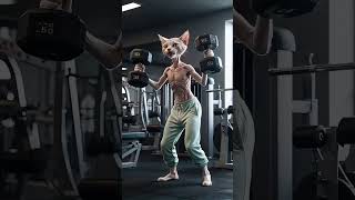 Weak cat turns out into bodybuilder story #cat #cats #ai #catshorts #shorts