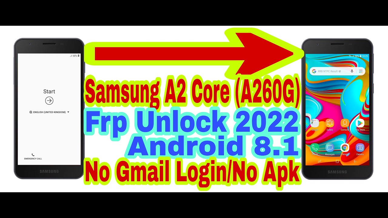 Samsung A2 Core (A260G) Android 8.1 Frp Unlock Without Pc 2022 ...