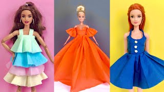 DIY BARBIE DRESS 👗 NO SEW | Barbie Dolls Paper Clothes