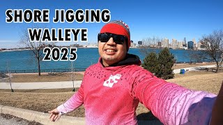 SHORE JIGGING FOR EARLY SPRING WALLEYES 2025 - DETROIT RIVER FISHING