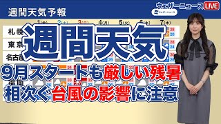 【週間天気】9月スタートも厳しい残暑、相次ぐ台風の影響に注意