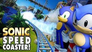 Race SONIC on this High-Speed Roller Coaster! (POV) Who will Win?