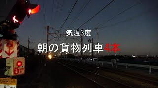 静岡県西部JR貨物記 凍り付くような朝 朝の貨物列車4本 東海道本線 2022/12/15