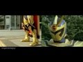 Power Rangers Mystic Force Solaris Knight First Appearance Split Screen (PR and Sentai version)