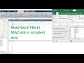 How to read an excel file within matlab | reading an excel file in matlab