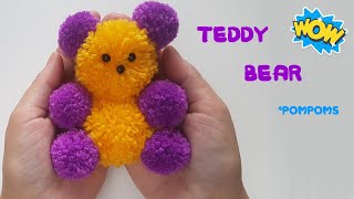 How To Make a Pom Pom Teddy Bear 🐻 Woolen Teddy Bear Making at Home 🐻