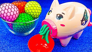 Satisfying Video l How To Make Glitter Playdoh Pasta into Rainbow Clay Balls & Slime Fruits ASMR