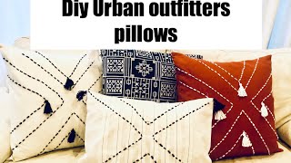 Diy throw pillows, trendy throw pillows for fall/ Diy home decor #diyurbanoutfittersthrowpillows