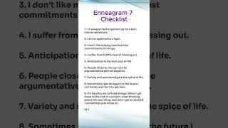 Enneagram: Type 7 - The Enthusiast - Checklist