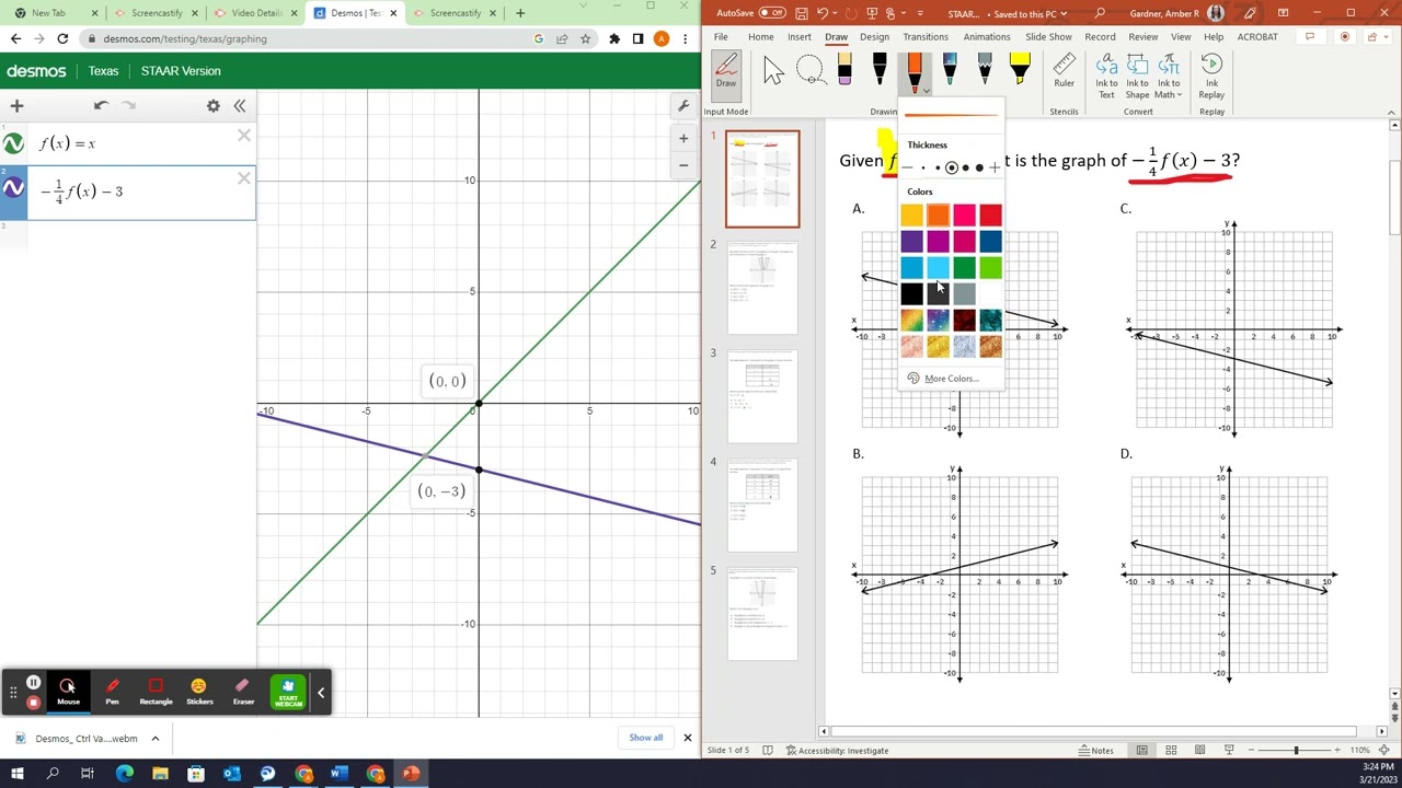 Desmos Linear And Quadratic Transformations - YouTube