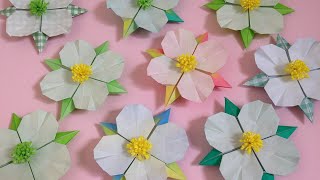 折り紙 ハナミズキの花 折り方 Origami Flower Dogwood tutorial（niceno1）