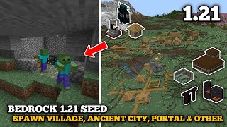 [Bedrock Seed] Minecraft 1.21 Seed - Spawn Village, Ancient city, Portal \u0026 Nearby Woodland Mansion