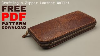 How to make a zipper leather wallet | Free PDF Pattern | Step-by-Step Guide