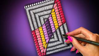 Colorful Zendoodle Art Idea ✍️ Easy Sketchbook Drawing