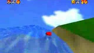 Super Mario 64 - Castle roof from waterfall side