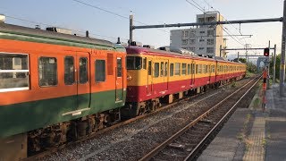 [Japan Railway]115系懐かしの新潟色N40編成+湘南色N38編成寺尾到着\u0026内野発車 JR Type 115 Trains Old Colors in Echigo Line