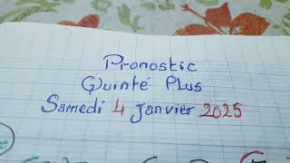 Pronostic quinté plus samedi 4 janvier 2025