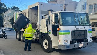 Recology San Francisco: 7:00am Monday Route Trash + Compost Collection - Split Body Garbage Truck