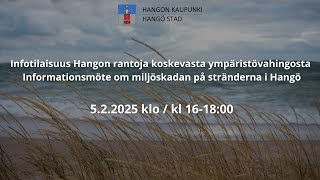 Infotilaisuus Hangon rantoja koskevasta ympäristövahingosta