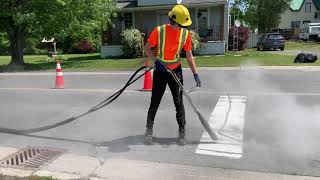 Crack sealing on Counties roads