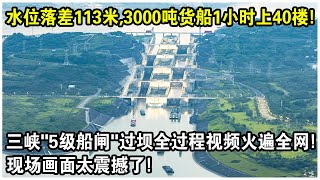 水位落差113米，3000噸貨船1小時上40樓！中國三峽“5級船閘”過壩全過程視頻火遍全網！現場畫面太震撼了！