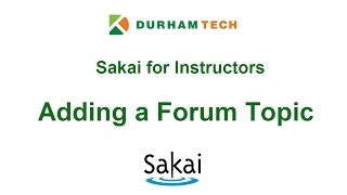 For Instructors: Adding a Forum Topic