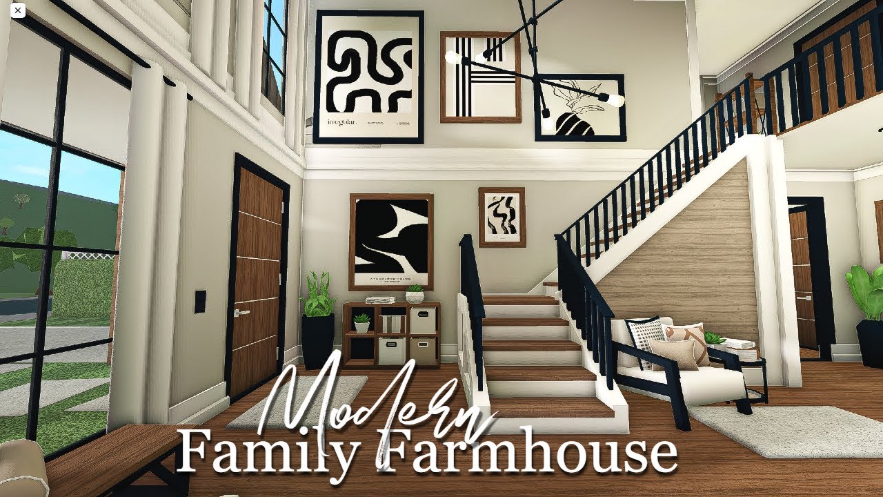 Bloxburg Modern Family Farmhouse Speedbuild Full Tour Part One