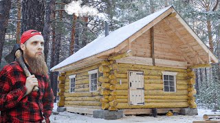 One Building a Big Log Cabin in the Forest by Old Technology | Start to Finish