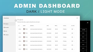 Responsive Admin Dashboard Using HTML CSS & JavaScript with Light & Dark Mode